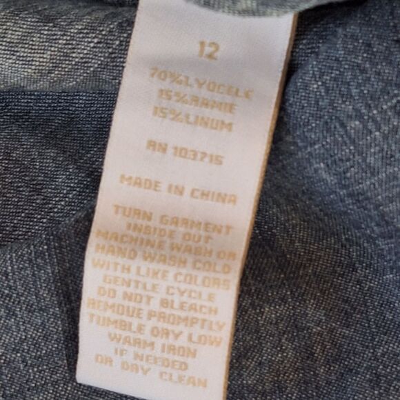 Hope & Harlow Denim Hi Low Tank Swing Dress Boho Fringe Hippie 2-tone Blue sz 12 - Picture 8 of 16